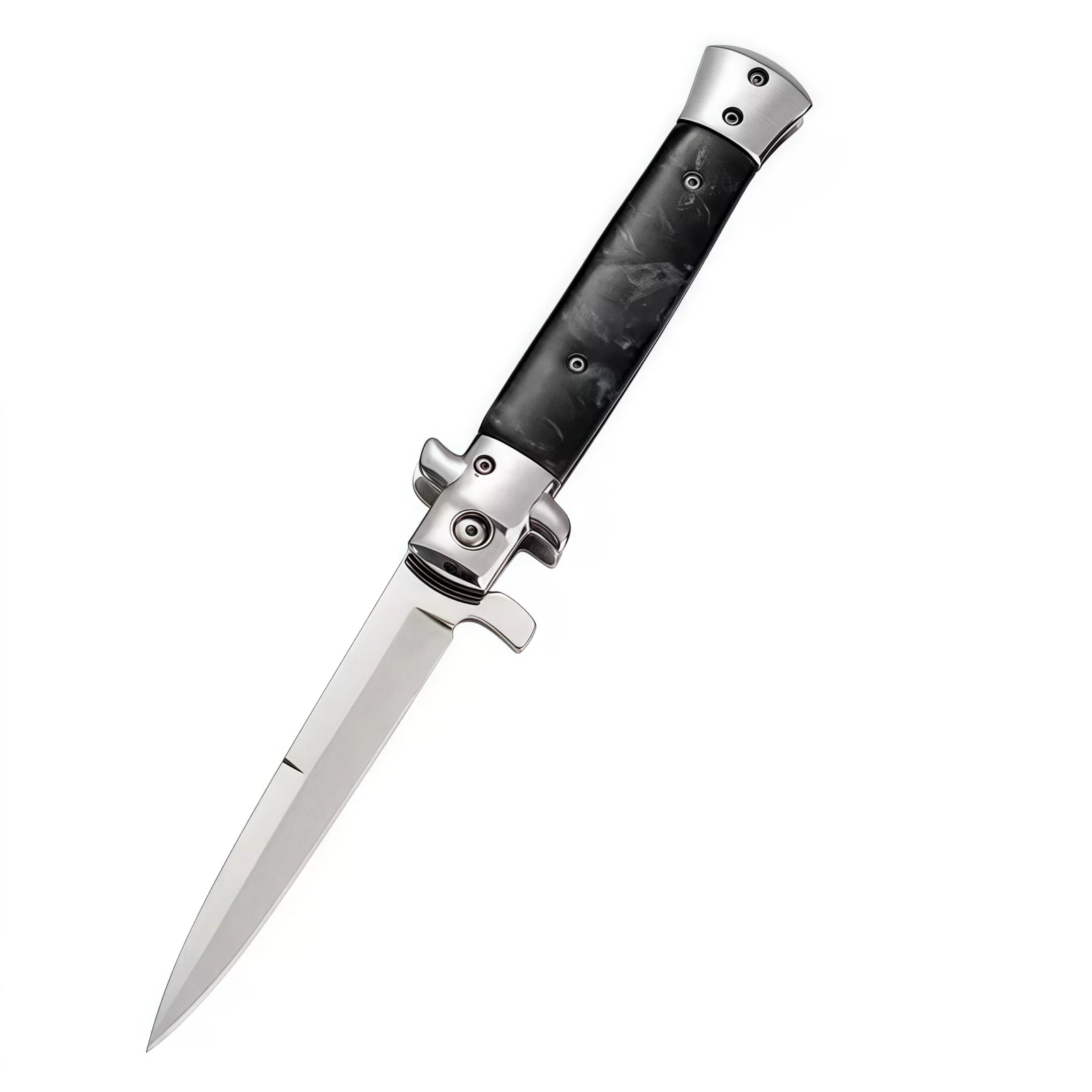 Italian Stiletto Switchblade Black Resin 1.1 Italian Stiletto Switchblade Black Resin 1.1