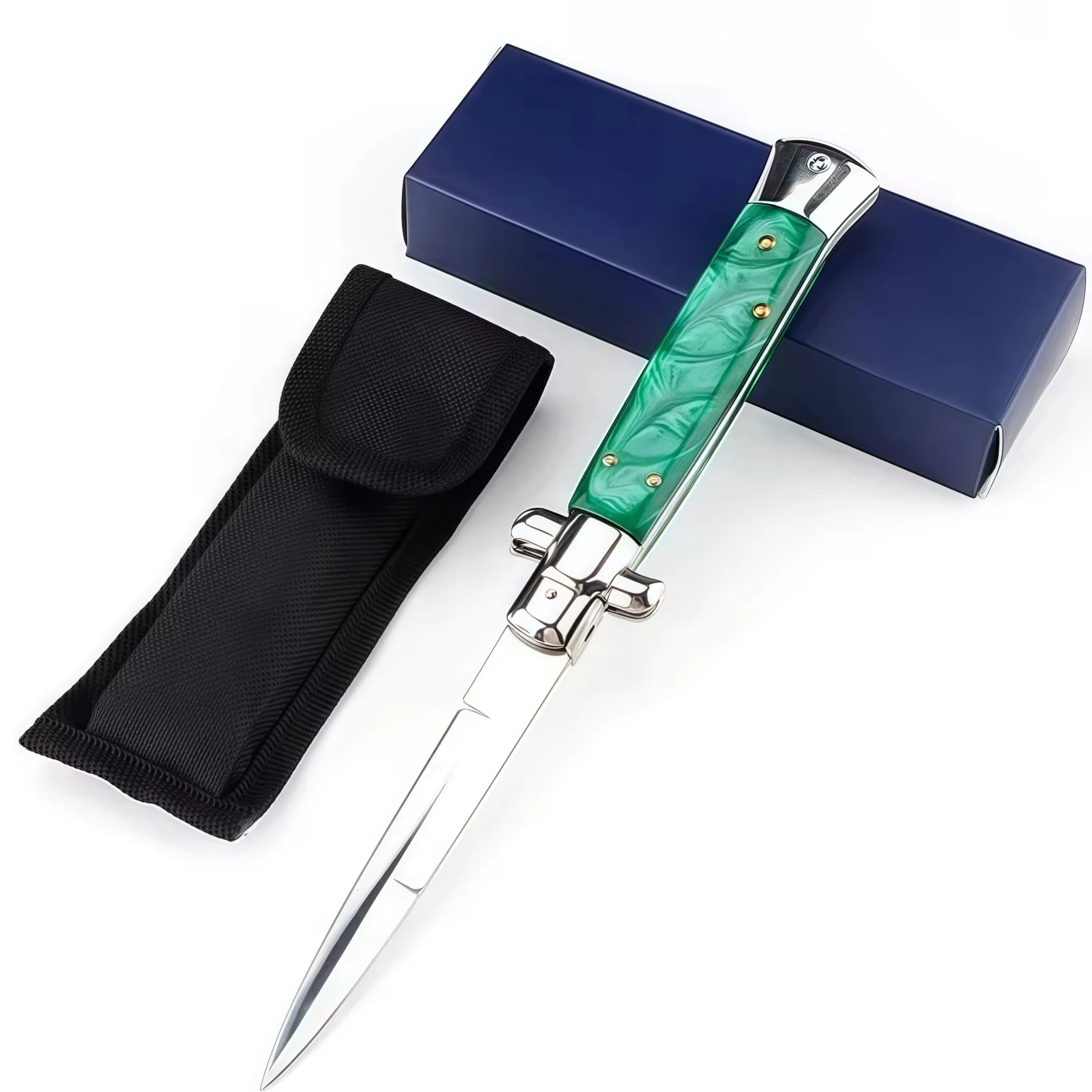 Italian Stiletto Switchblade Green Resin 1.1