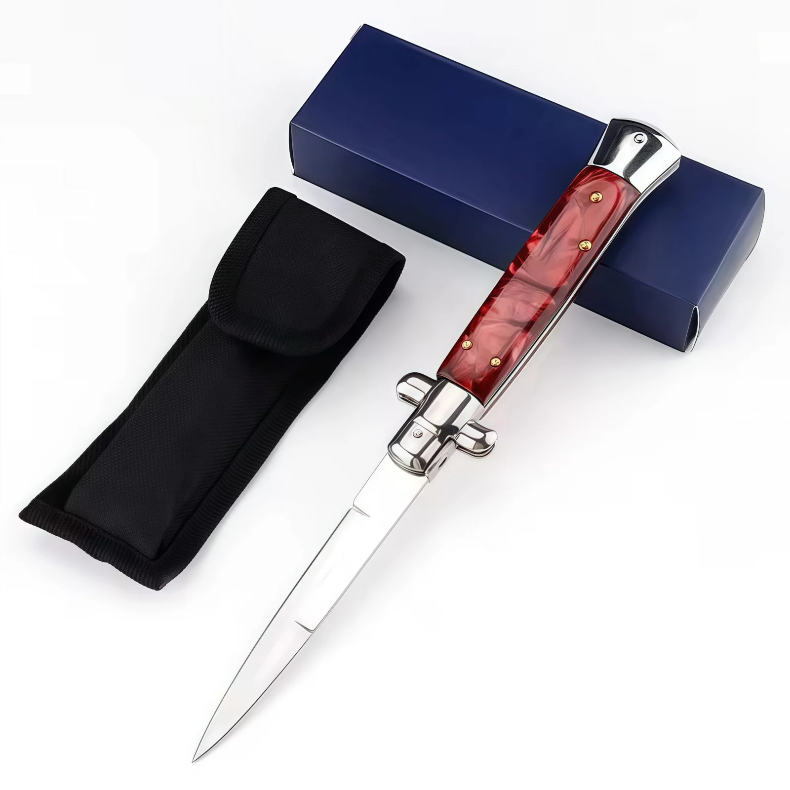 Italian Stiletto Switchblade Red Resin 1.1